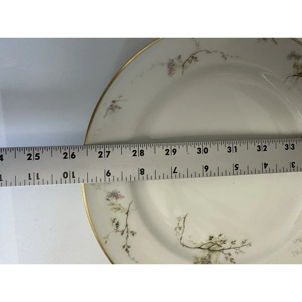 Antique Haviland Limoges France 9.75” Dinner Plate Pink Blue Floral Gold Trim